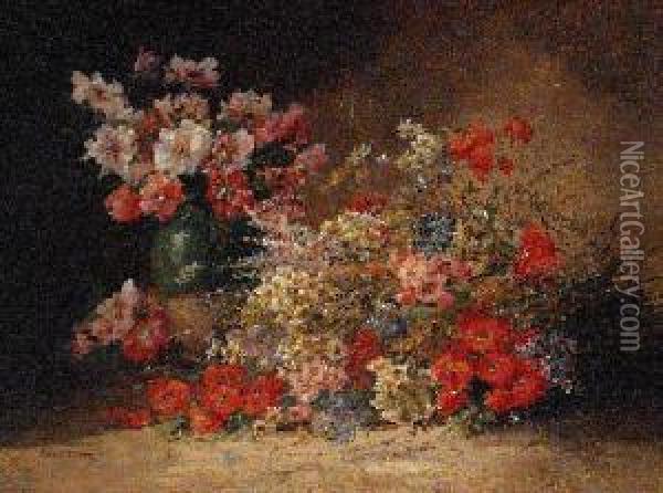 Poppies, Daisies And Wild Summer Flowers Oil Painting - Edmond Van Coppenolle