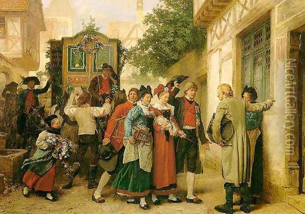 Wedding Procession 1873 Oil Painting - Gustav Brion