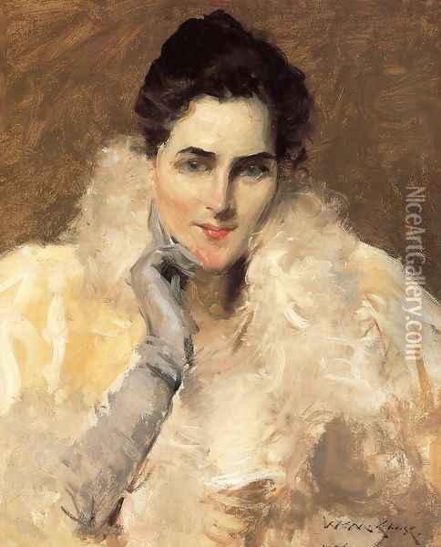 Portrait of a Lady Oil Painting - William Merritt Chase