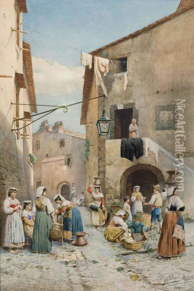 Mercato Romano Oil Painting - Frederico Bartolini