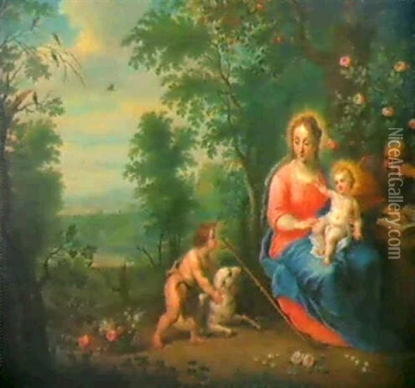 Die Heilige Familie Mit Dem Johannesknaben. Oil Painting - Balthasar Beschey