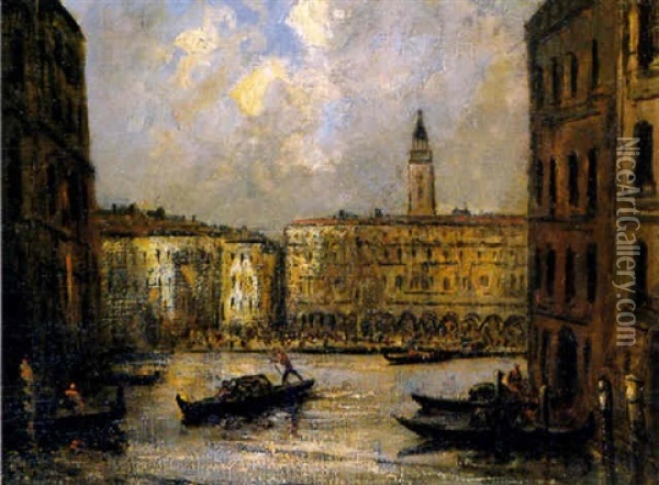 Canal A Venise Oil Painting - Edouard-Jacques Dufeu