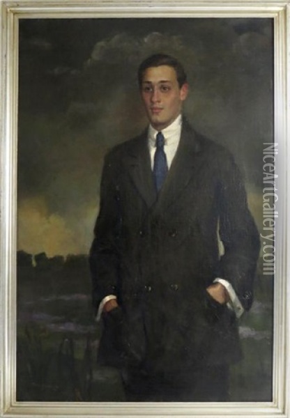 Portrait Of A Gentleman Wearing A Blue Tie Oil Painting - Prince Paolo Troubetzkoy
