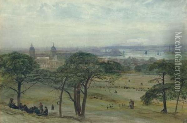 A View Of Greenwich With The Naval Hospital, London Oil Painting - John William Inchbold