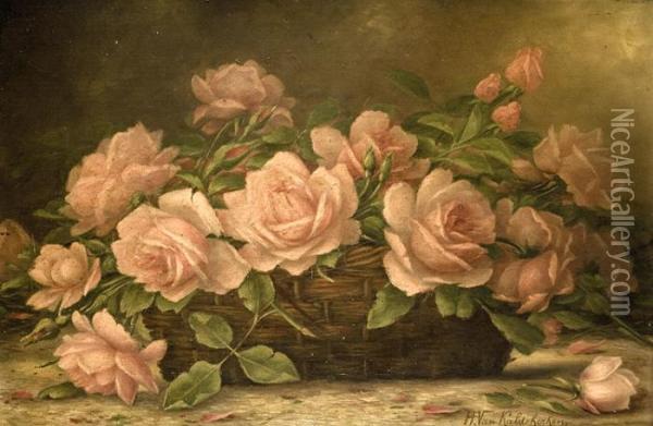 Corbeille De Roses Oil Painting - Hubertus, Huib Van Hove