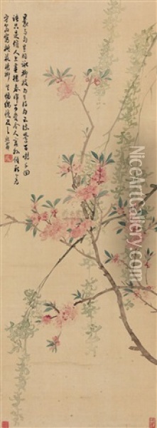 Peach Blossoms And Willows Oil Painting -  Wu Xizai