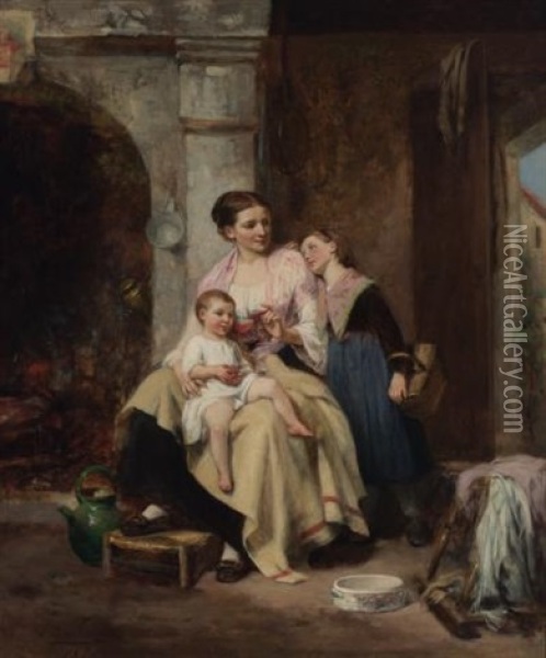Maternal Cares Oil Painting - Leon Emile Caille