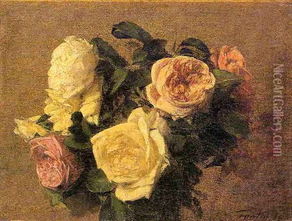 Roses XIII Oil Painting - Ignace Henri Jean Fantin-Latour
