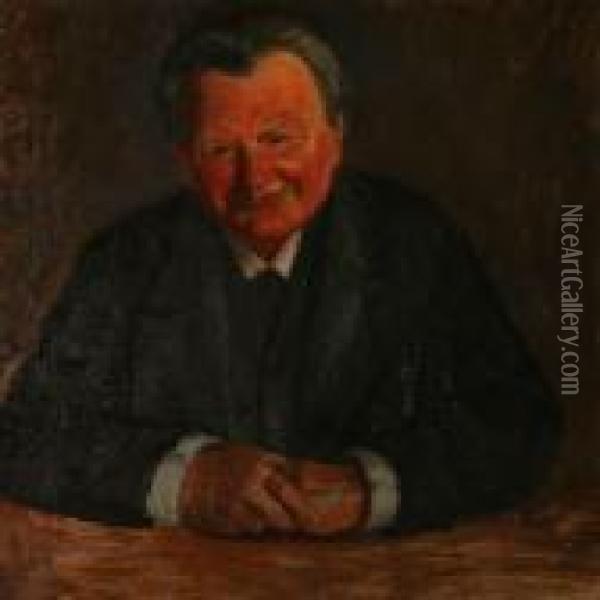Portrait Of The Danish Actor Olaf Rye Poulsen Oil Painting - Julius Paulsen