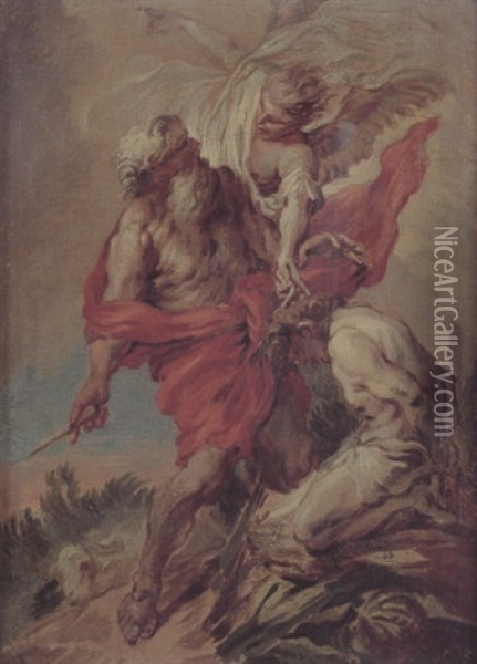 Le Sacrifice D'abraham Oil Painting - Jean Baptiste Henri Deshays