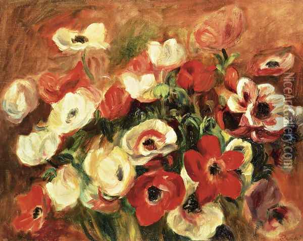 Spray Of Anemones Oil Painting - Pierre Auguste Renoir