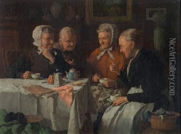 Tea Time Gossip Oil Painting - Louis Charles Moeller