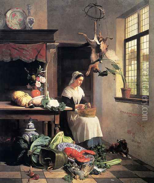 A Maid in the Kitchen Oil Painting - David Emil Joseph de Noter
