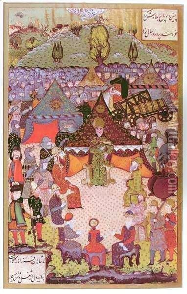 The King of Hungary, Lajos II (1506-26) in council before the battle of Mohacs in 1526 Oil Painting - Beg Ali Amir