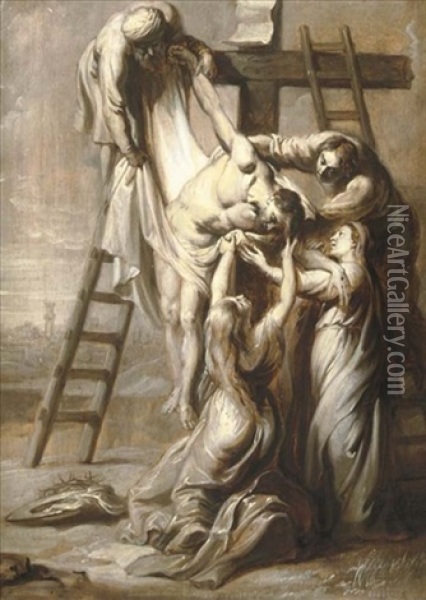 The Descent From The Cross Oil Painting - Erasmus Quellinus II