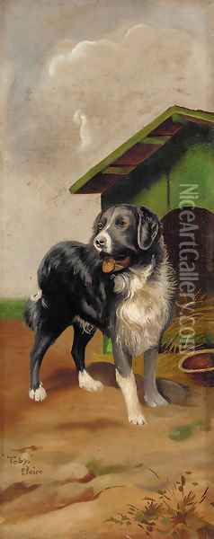 Toby, before a kennel Oil Painting - George Paice