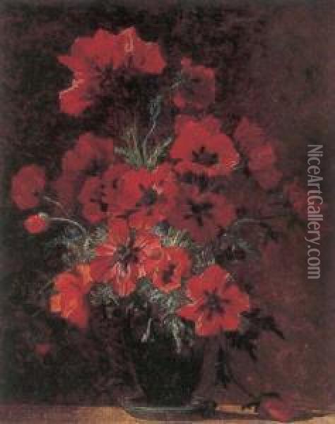 Vase With Poppies Oil Painting - Jean Benner