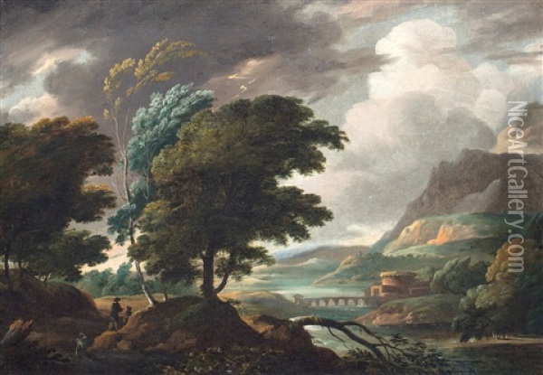 Italianiserend Landschap Met Onweerslucht En Bliksem Oil Painting - Pieter Mulier the Younger