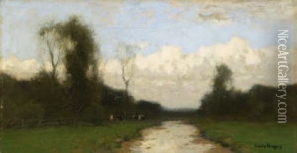 Bachlandschaft Mit Weidenden Kuhen Oil Painting - Cornelis Kuypers