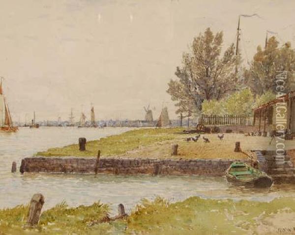 Distant Harbourview Oil Painting - George Stanfield Walters