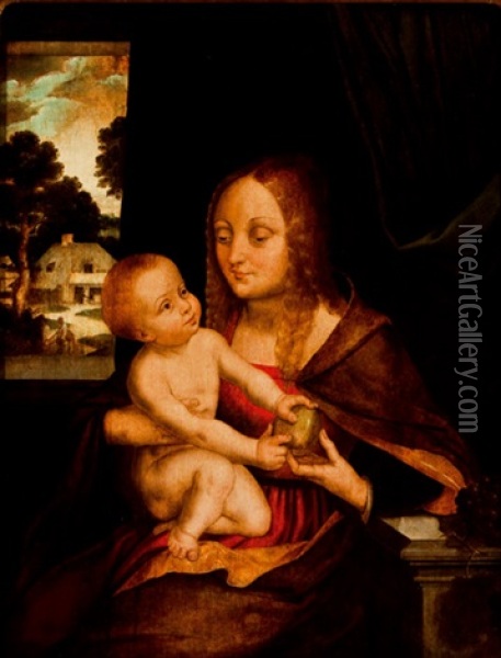 Virgen Con El Nino Oil Painting - Joos Van Cleve