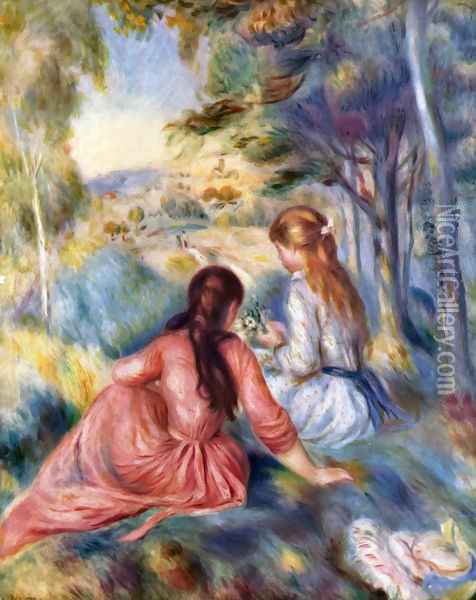Picking Flower (In the Field) Oil Painting - Pierre Auguste Renoir