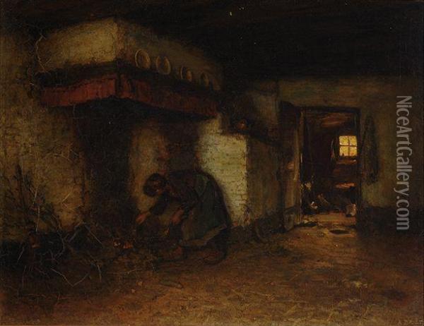In The Kitchen Oil Painting - Arthur Briet