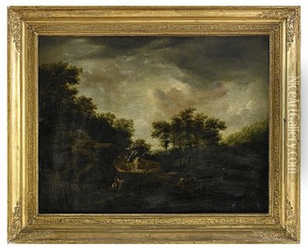 Pastoralt Landskap Med Figurstaffage Oil Painting - Jacob van Ruysdael