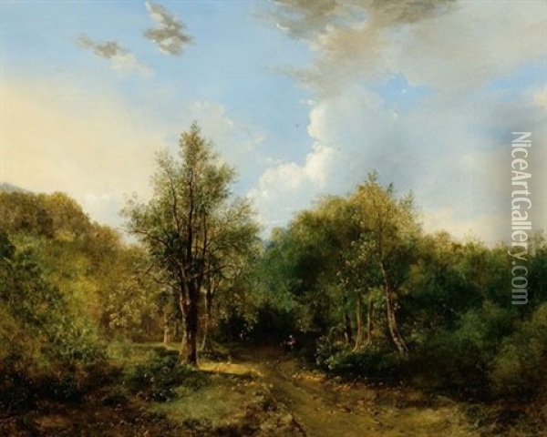 A View Of A Forest Oil Painting - Jan Pieter Waterloo