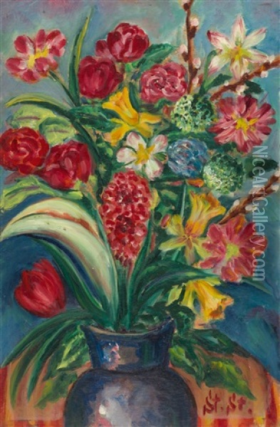 Vase Mit Fruhlingsstraus Oil Painting - Stanislaw Stuckgold