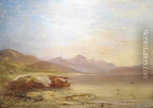Barca De Pesca A La Orilla De Un Lago Oil Painting - John Milne Donald