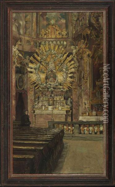 Blick Auf Den Altar Der Asamkirche (st. Oil Painting - Gotthardt Kuehl