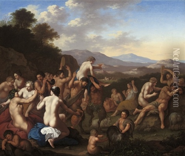 A Bacchanal Oil Painting - Johan van Haensbergen