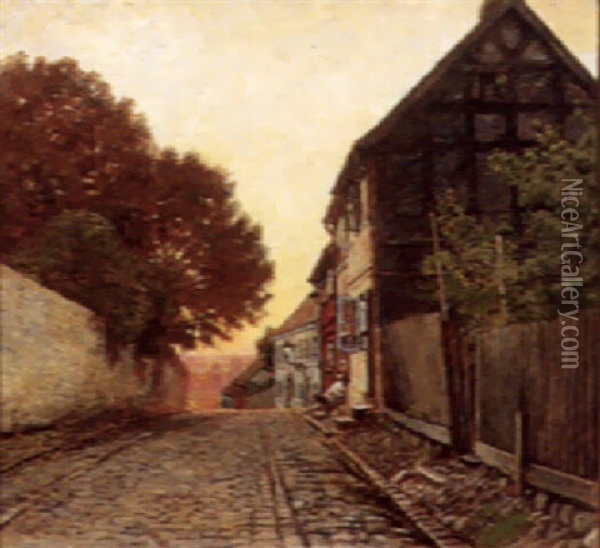 Gadeparti Fra Blegbanken 1910 Oil Painting - Olaf Viggo Peter Langer