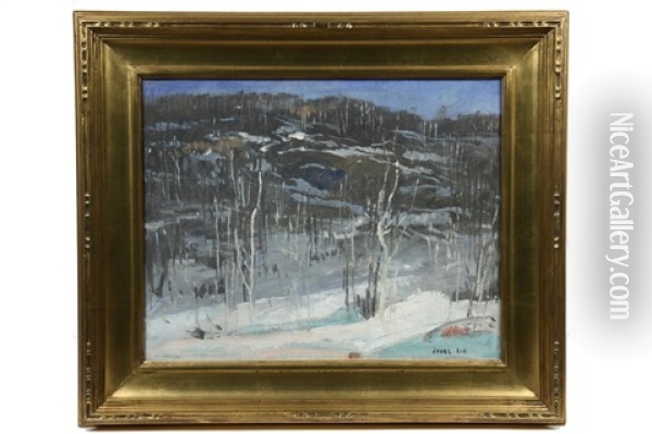 Melting Snow Oil Painting - Jonas Lie