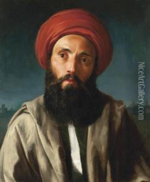 Portrait Of An Arab Oil Painting - Friedrich Schilcher