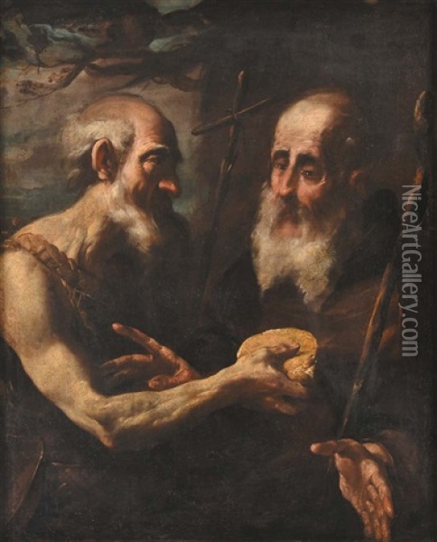 Sant'antonio E San Francesco Oil Painting - Gioacchino Assereto