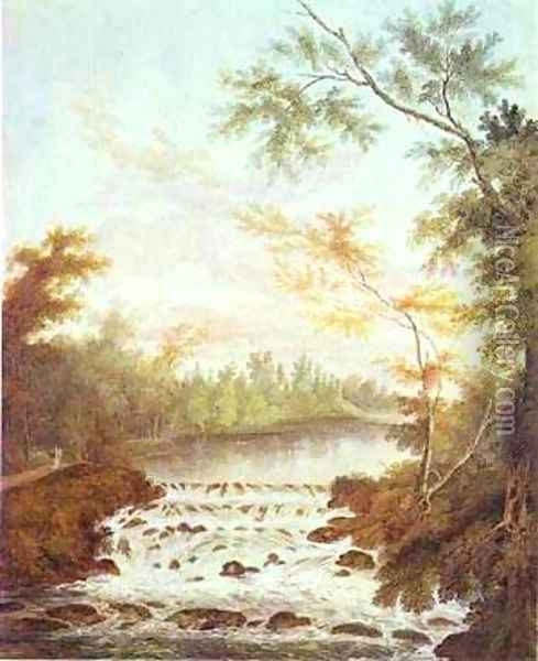 A Cascade In The Gatchina Park 1798 Oil Painting - Semen Fedorovich Shchedrin