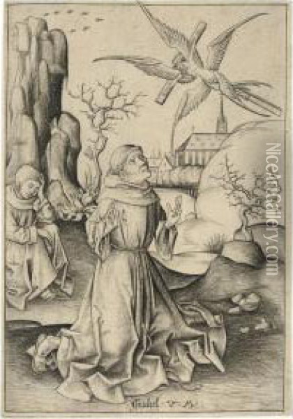 Saint Francis Receiving The Stigmata Oil Painting - Israhel Van Meckenem