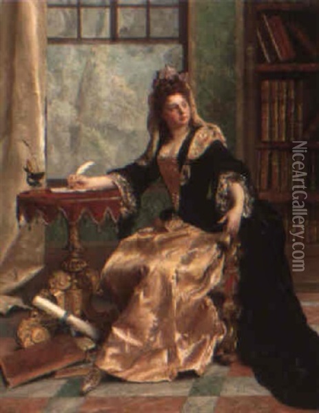 The Letter Oil Painting - Gustave Jean Jacquet