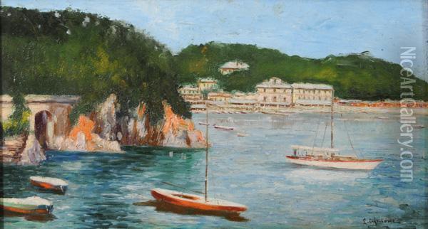 Veduta Di Portofino Da Mare Oil Painting - Lidio Ajmone