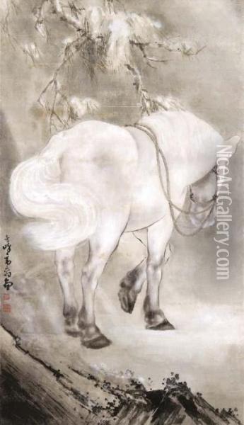 White Horse Oil Painting - Gao Qifeng