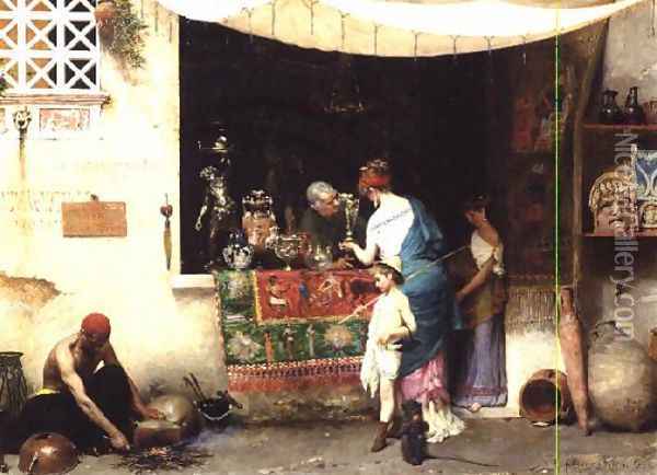 At the Antiquarian, 1880 Oil Painting - Vitorio Capobianchi