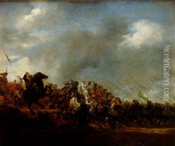 Scene De Bataille Oil Painting - Salomon van Ruysdael
