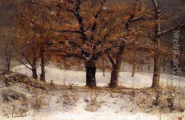 Landscape with snow Oil Painting - Gustave Courbet