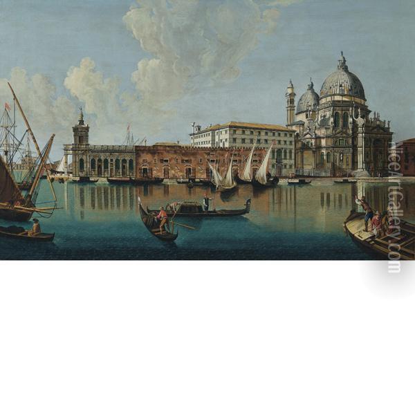 La Punta Della Dogana Con La Basilica Della Salute Oil Painting - Jacopo Fabris Venice