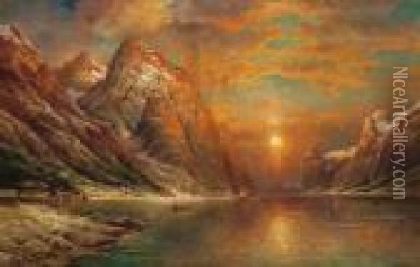 Sonnenuntergang Im Fjord Oil Painting - Karl Kaufmann