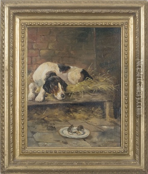 Sleeping Dog Oil Painting - Thomas Blinks