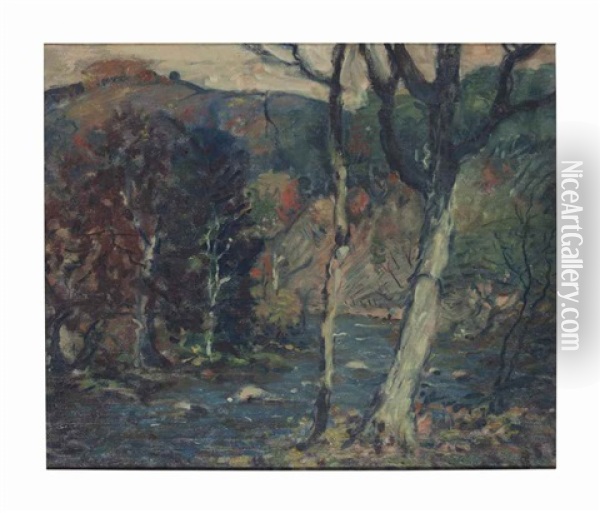 River Landscape Oil Painting - Arthur Clifton Goodwin