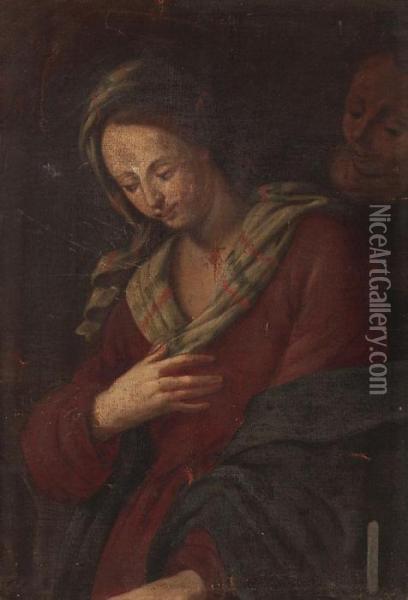 La Virgen Maria, Probablemente En Los Desposorios Oil Painting - Antonio Viladomat Y Manalt